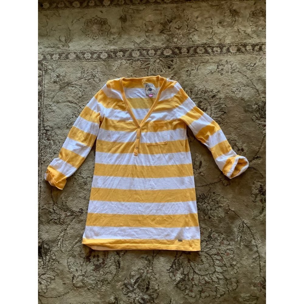 PINK Yellow Striped Top Size XP